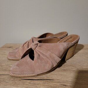 Jeffrey Campbell Cyrus Bow Mules Pink Suede SZ 7.5